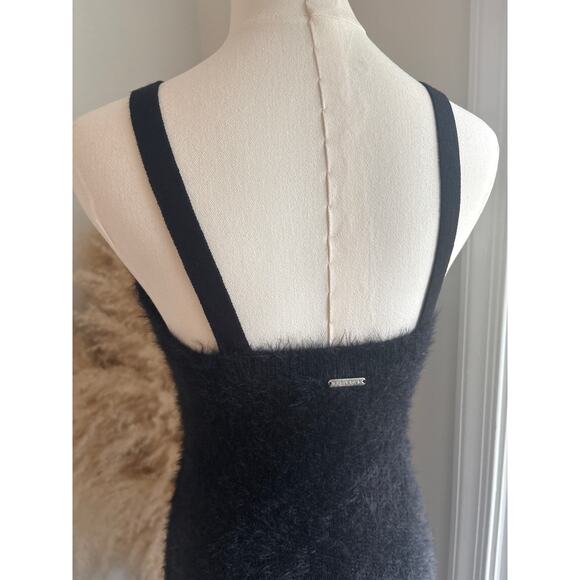 NWT Fabletics Black Faux Mohair 90s Mini Dress Womens Medium Fuzzy Bodycon - Picture 7 of 8